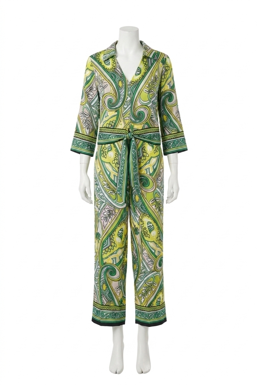 NEW JOSEPH RIBKOFF matching woven paisley print pant and top set
